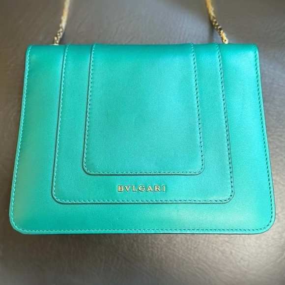 Bvlgari Serpenti Forever Square Cross-body Shoulder Bag calf Leather Emerald gre - Picture 3 of 12